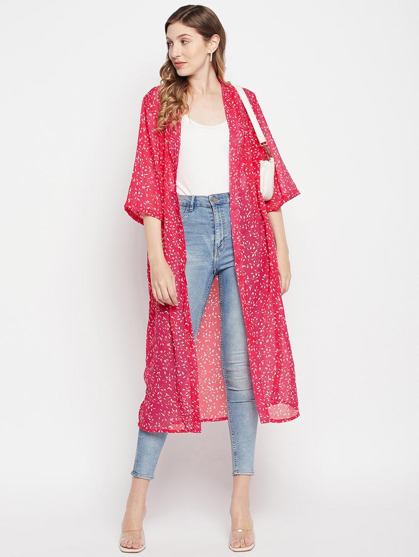 bell sleeved printed long shrug - 19161478 - Standard Image - 4