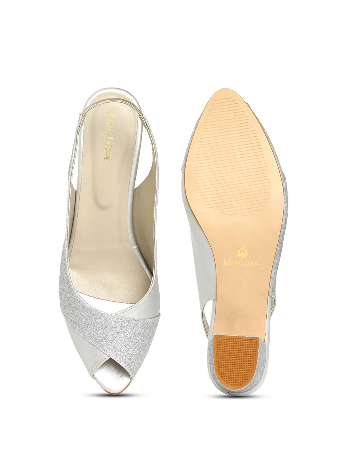 silver synthetic back strap sandals - 19163599 - Zoom Image - 4