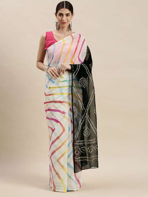 women's leheriya multi colored saree with blouse - 19179054 - Very Small Image - 1