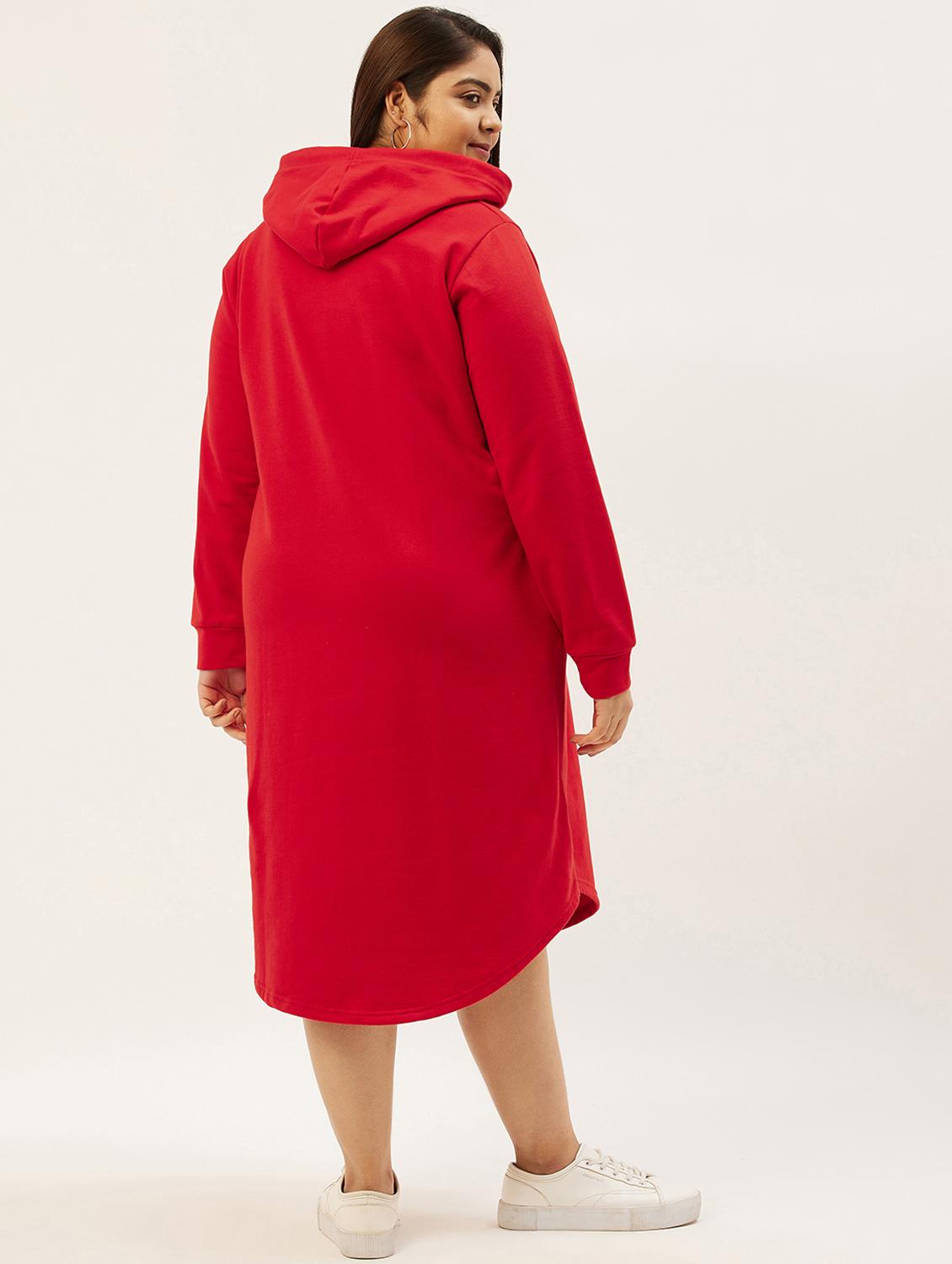 red solid hooded dress - 19180703 - Standard Image - 3