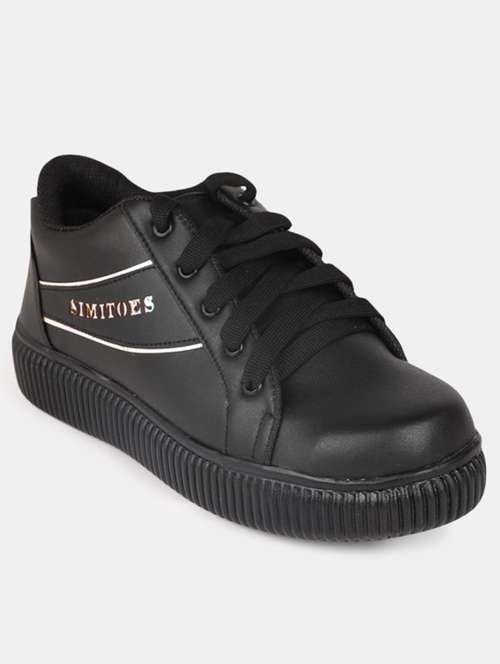 black pu laceup sports shoes - 19185124 - Very Small Image - 1