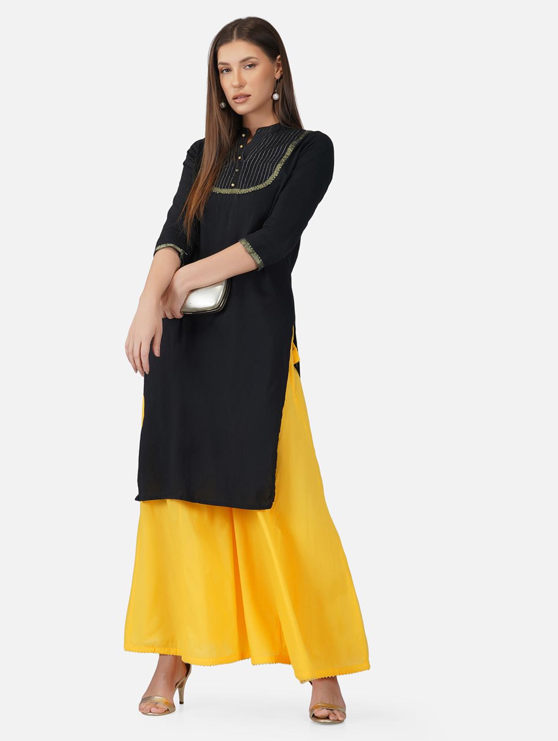 yellow cotton palazzos - 19219620 - Zoom Image - 5