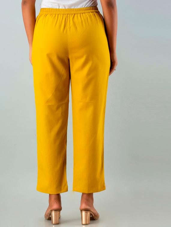 yellow solid pleated trouser - 19225475 - Standard Image - 2