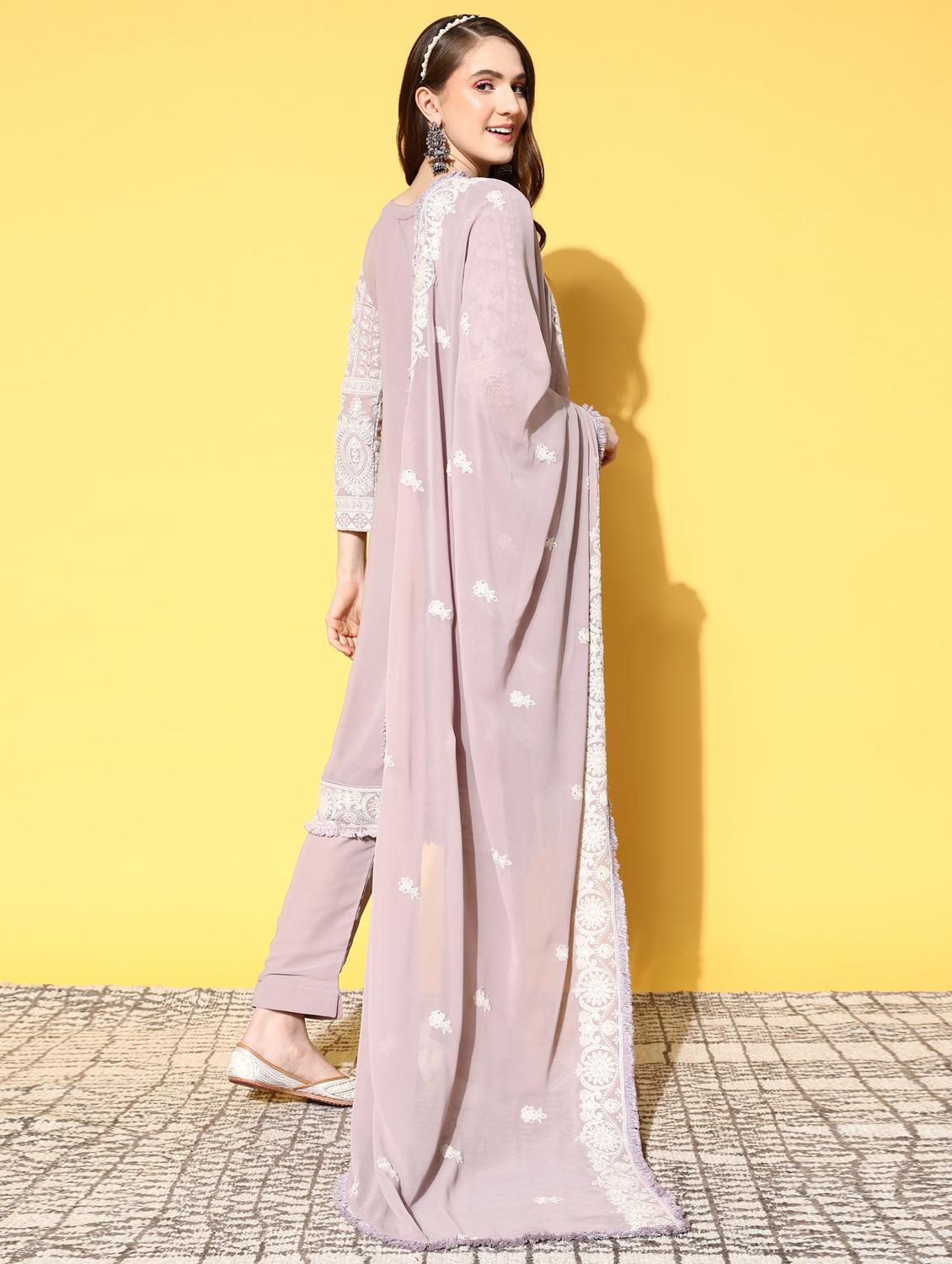 pink solid suit set with dupatta - 19225867 - Zoom Image - 2