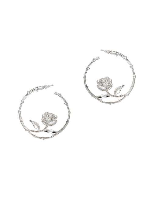 silver metal hoop earring - 19299231 - Very Small Image - 1