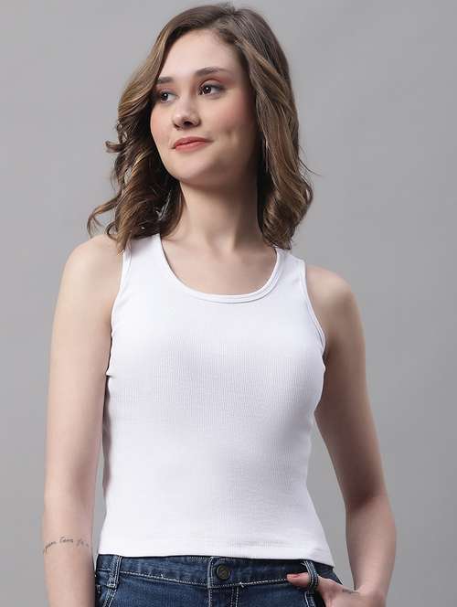 women's white round neck top - 19313759 - Very Small Image - 1