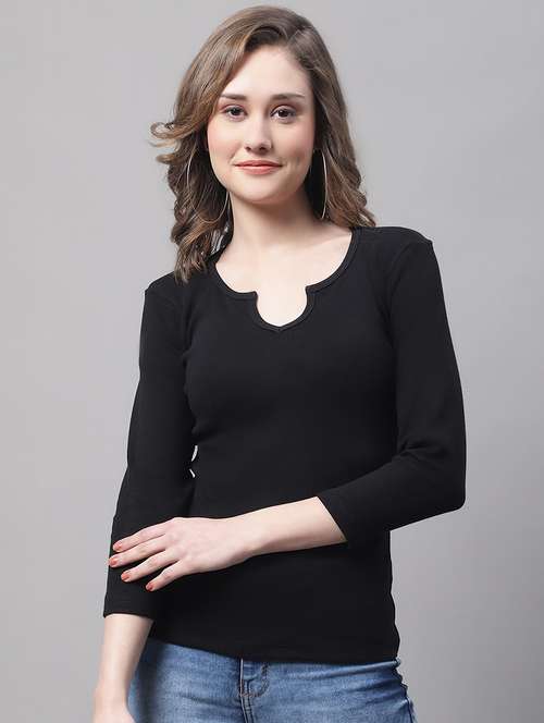 women's straight round neck top - 19313777 - Very Small Image - 1