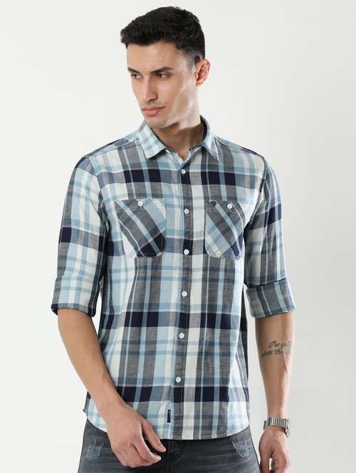 mens checks casual shirt - 19329709 - Very Small Image - 1