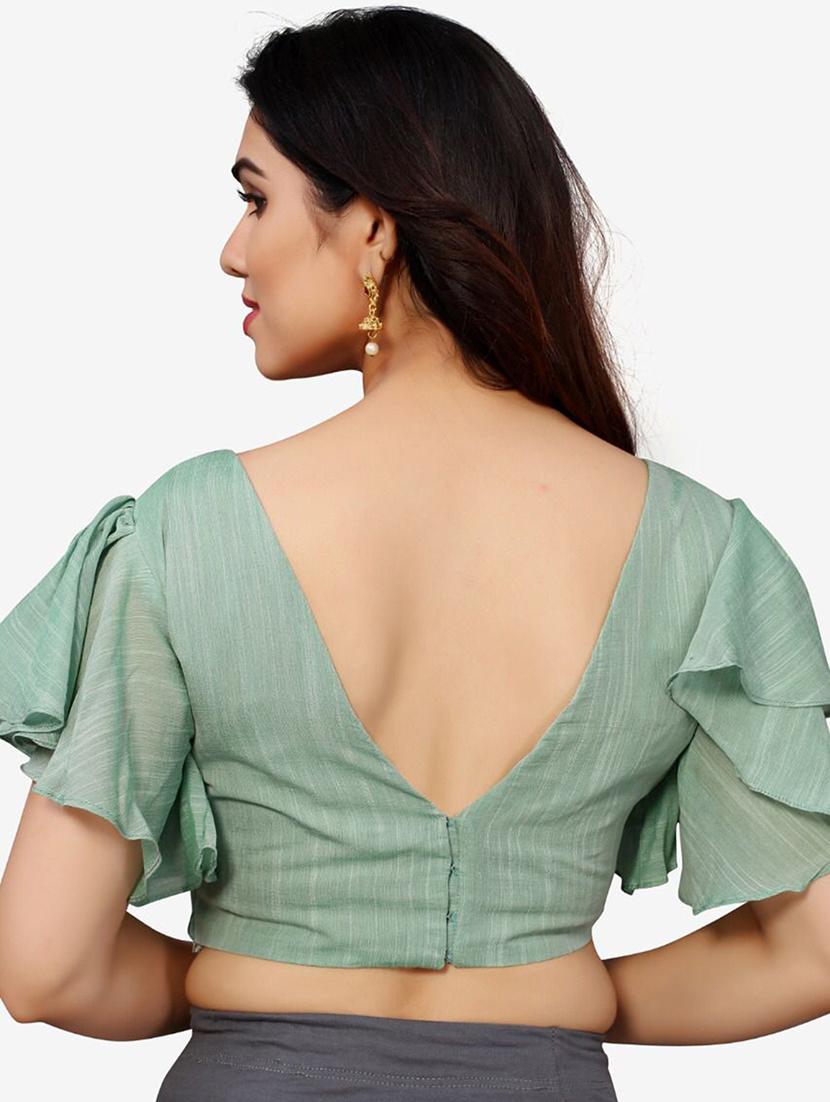 green silk regular blouse - 19335139 - Zoom Image - 2