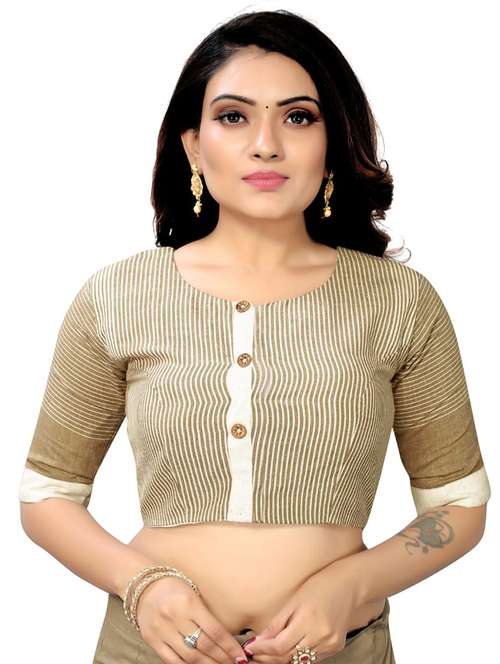 round neck striped regular blouse - 19335151 - Very Small Image - 1