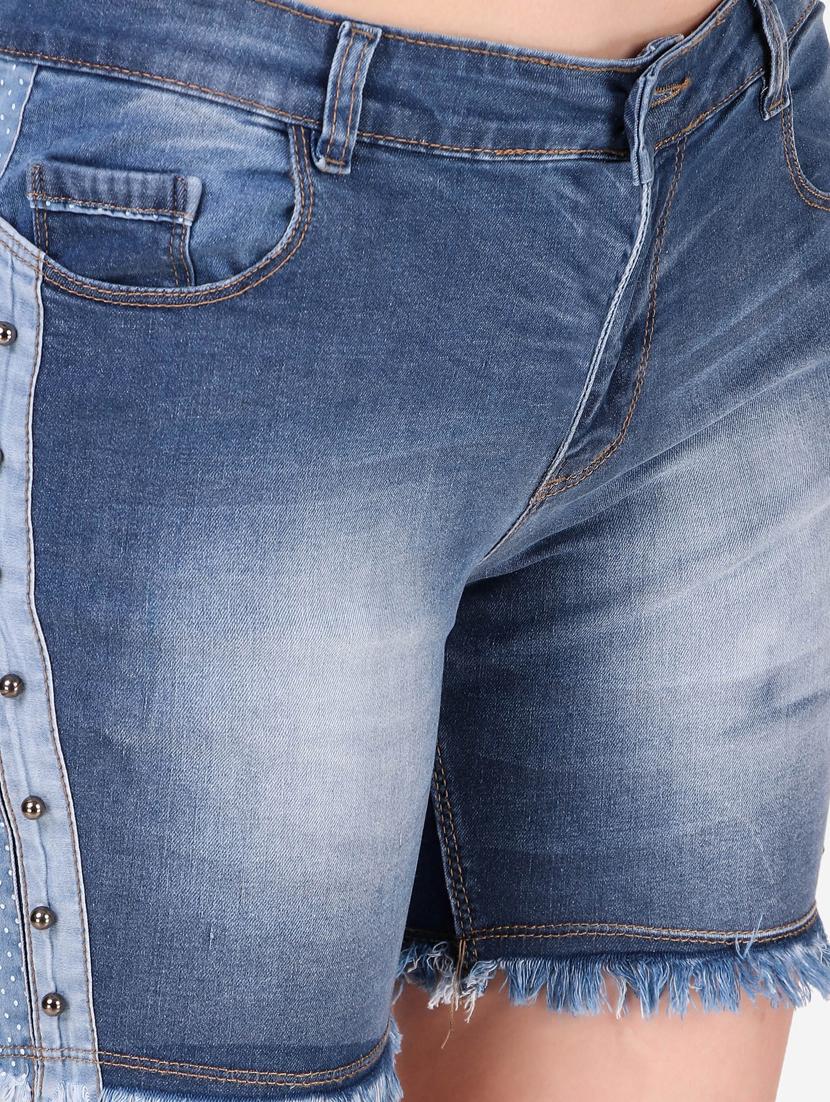 women mid rise denim shorts - 19336971 - Zoom Image - 4