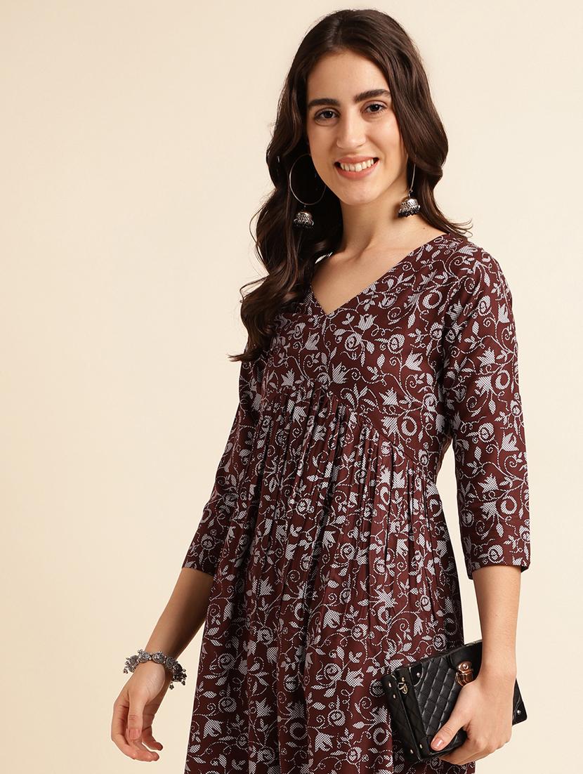 printed rayon flared dress - 19337188 - Standard Image - 5