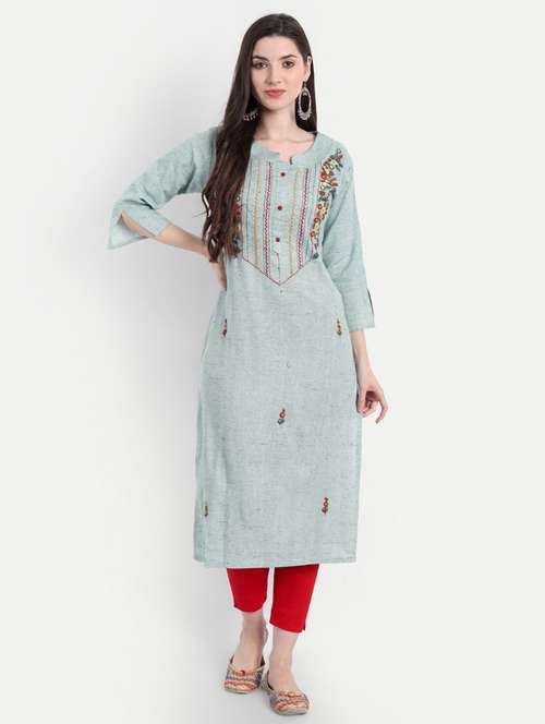 women's straight kurta - 19350337 - Very Small Image - 1