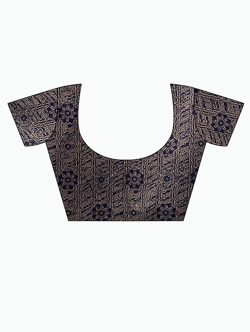women's self design navy blue colored saree - 19430097 - Standard Image - 3