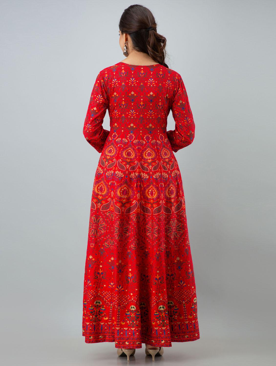 round neck printed flared kurta - 19440740 - Standard Image - 5