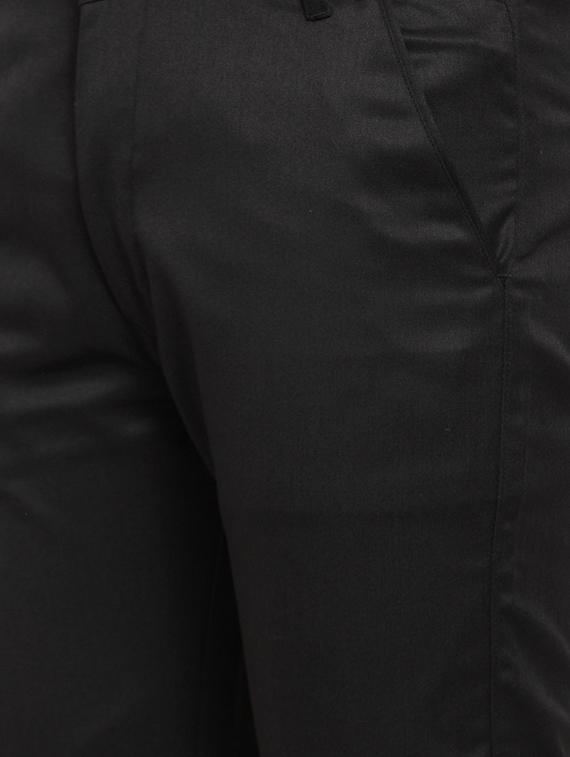 black cotton flat front chinos - 19453050 - Standard Image - 4