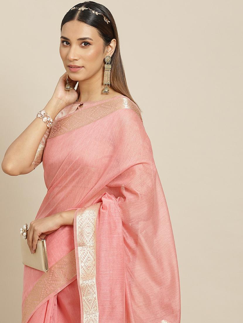 women's bordered pink colored saree with blouse - 19473491 - Zoom Image - 3