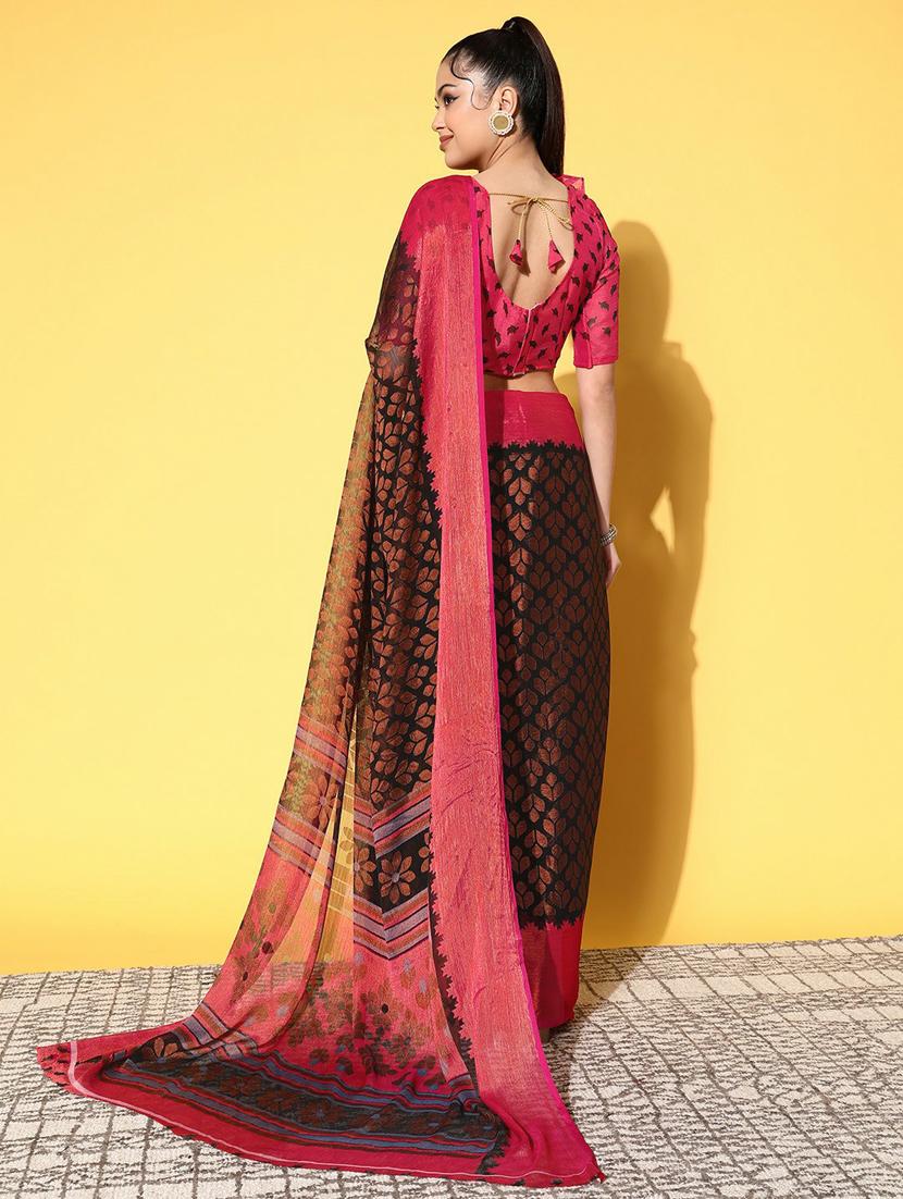 self design florals printed saree with blouse - 19473630 - Zoom Image - 2