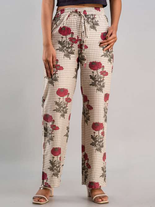 mid rise printed cotton palazzo - 19481984 - Very Small Image - 1