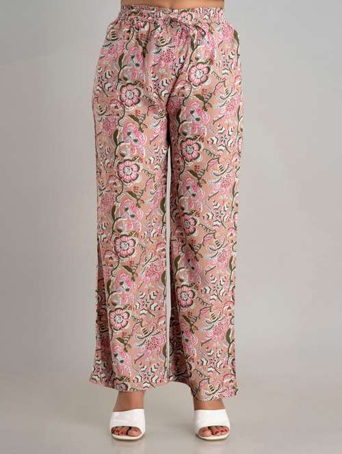 women drawstring waist printed palazzo - 19482011 - Very Small Image - 1