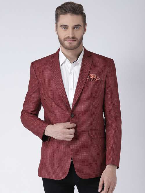 maroon solid polyester blazer - 19488692 - Very Small Image - 1