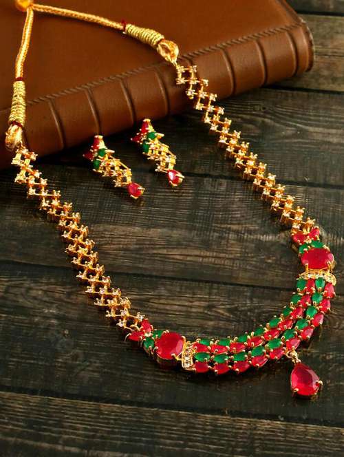 multi colored brass necklace and earring - 19518759 - Very Small Image - 1