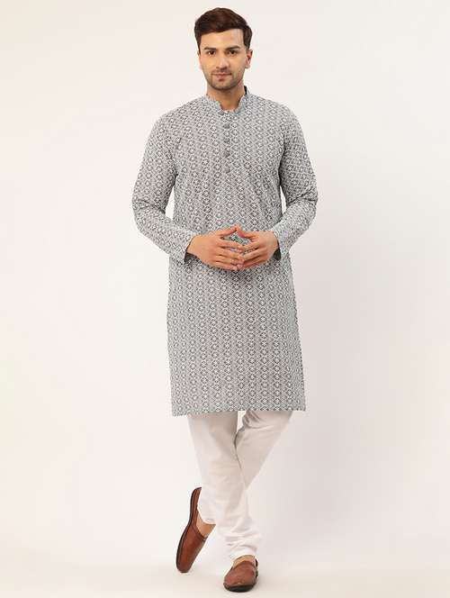 grey kurta pyjama ethnic wear set - 19579376 - Very Small Image - 1
