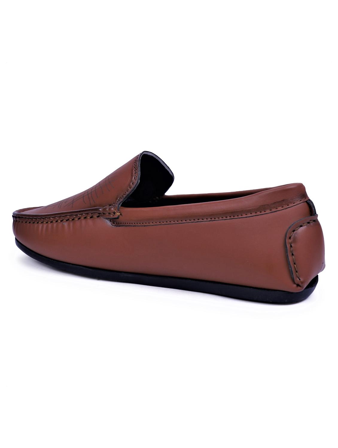 tan artificial leather slip on loafers - 19643409 - Standard Image - 3