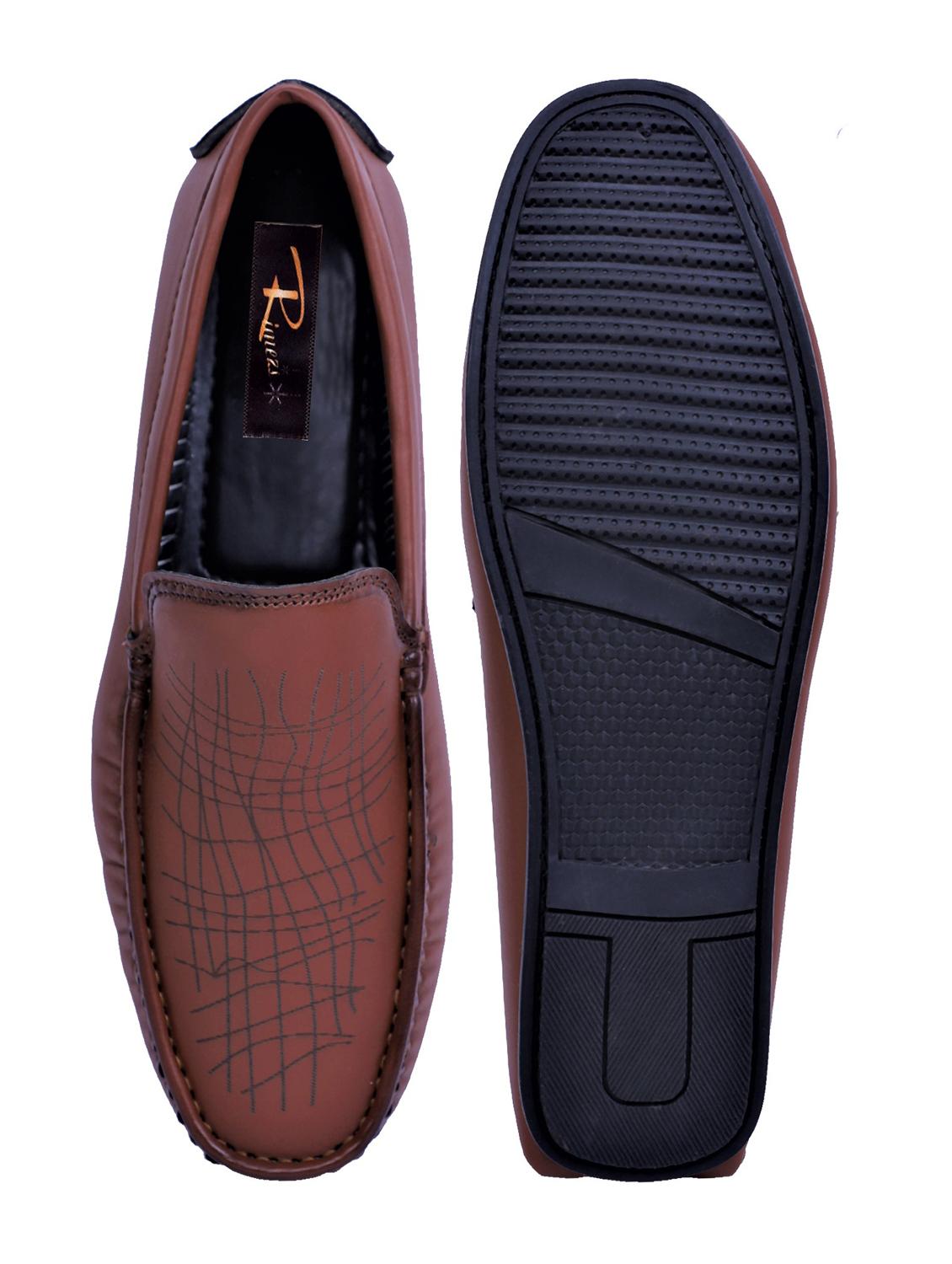 tan artificial leather slip on loafers - 19643409 - Zoom Image - 4