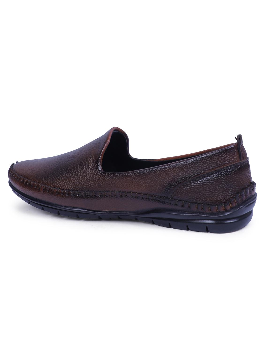 tan artificial leather slip on loafers - 19643420 - Zoom Image - 3