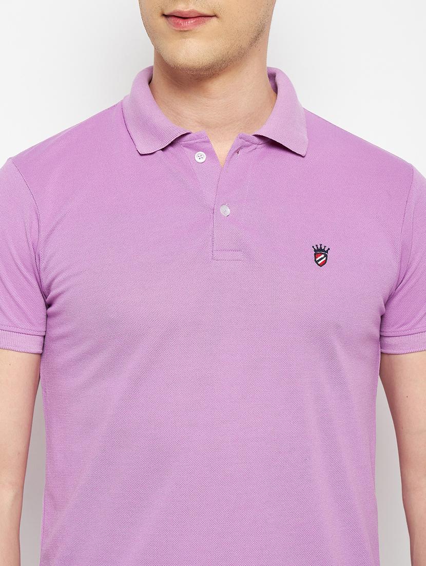 men lavender solid regular fit polo t-shirt - 19643482 - Zoom Image - 4