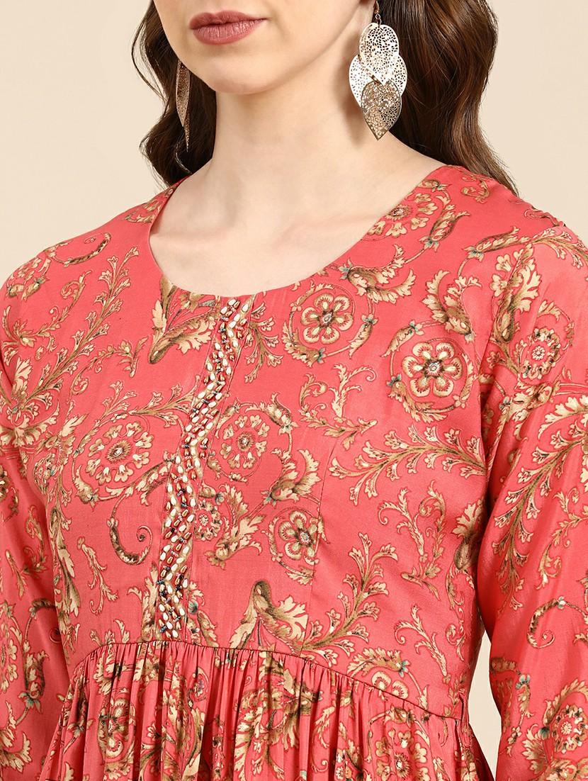 women floral round neck kurta pant set - 19664958 - Zoom Image - 5