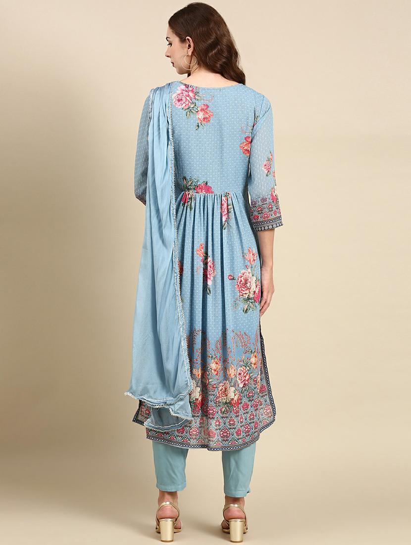 women round neck kurta pant set with dupatta - 19664976 - Standard Image - 3