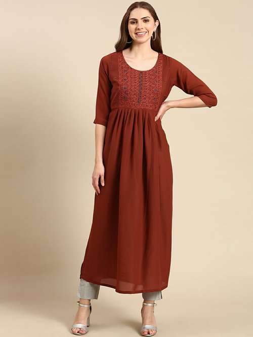 women's flared kurta - 19665048 - Very Small Image - 1