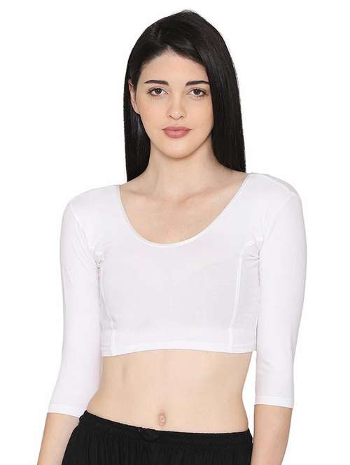 women solid scoop neck stitched blouse - 19682069 - Very Small Image - 1