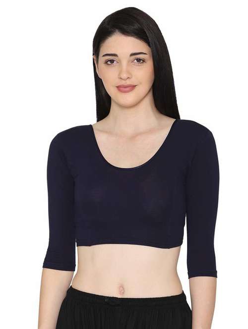 blue cotton blend regular blouse - 19682073 - Very Small Image - 1