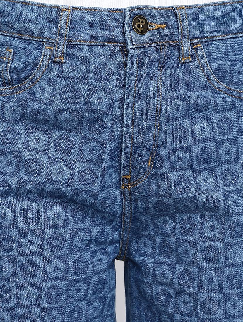 women's laser print wide leg jeans - 19684867 - Standard Image - 5