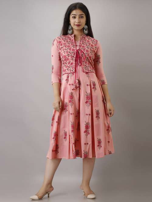 women printed flared kurta with jacket - 19693710 - Very Small Image - 1