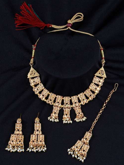gold brass necklaces and earring - 19693778 - Very Small Image - 1
