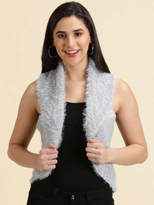 women grey asymmetric shrug - 19698891 - Very Small Image - 1