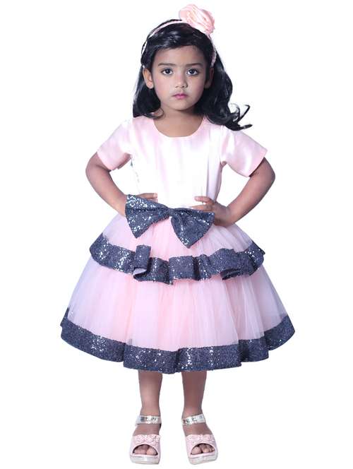 girls round neck short sleeves frock - 19743411 - Very Small Image - 1