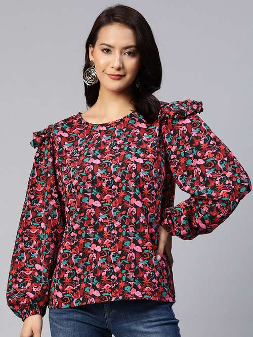 women ruffle detailed floral top - 19753546 - Very Small Image - 1