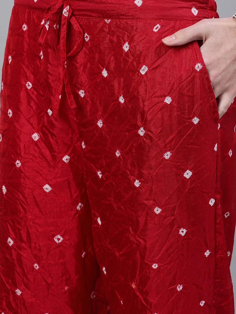 bandhani print kurta pant set with dupatta - 19766193 - Standard Image - 4