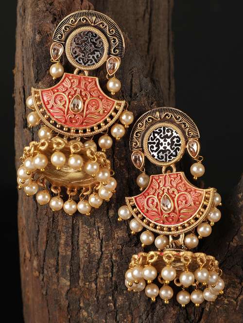women gold plated jhumka earring - 19766211 - Very Small Image - 1