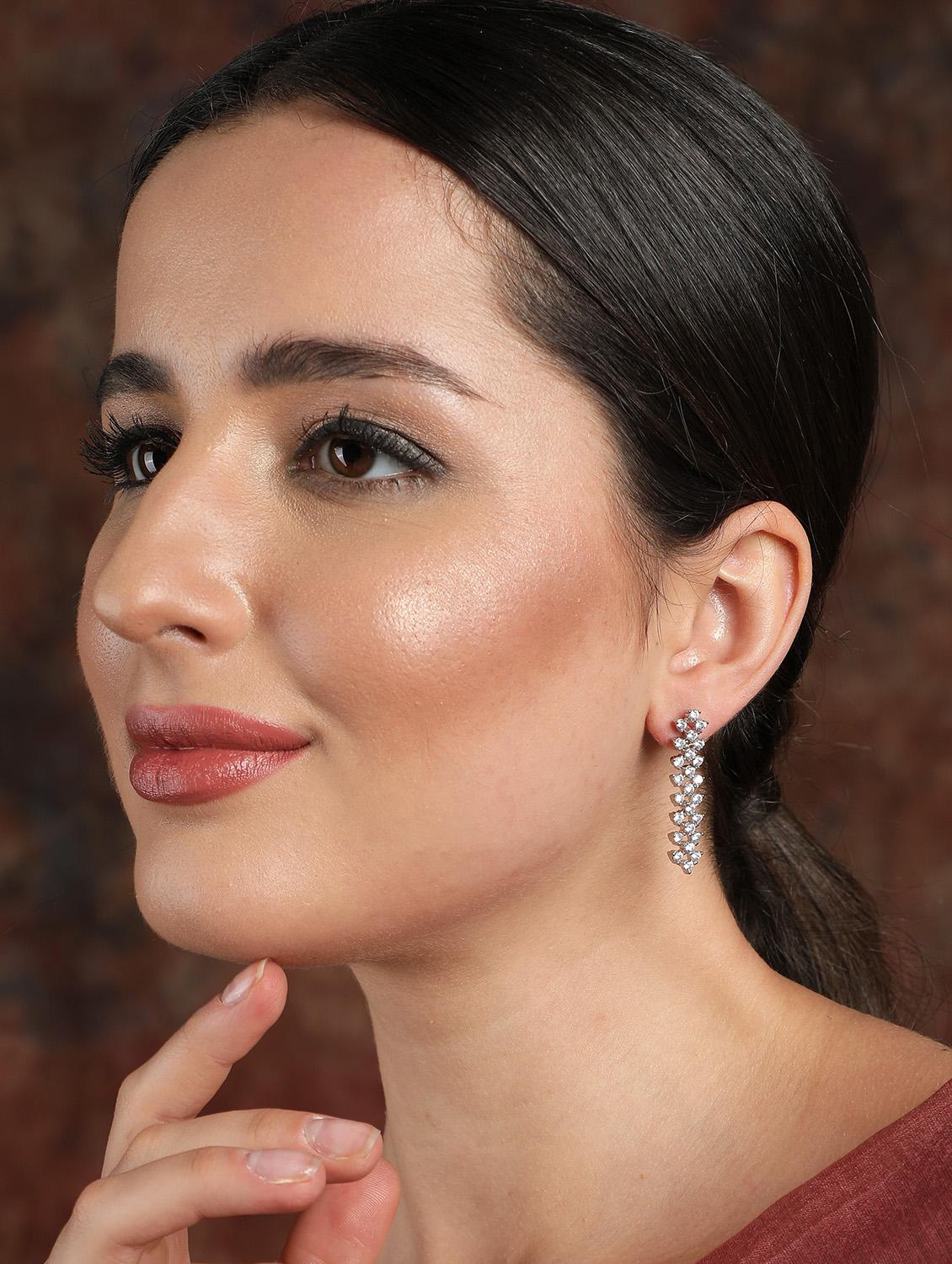 women silver plated drop earring - 19766221 - Standard Image - 4
