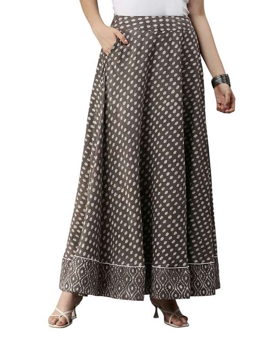 grey printed cotton straight skirt - 19772645 - Very Small Image - 1