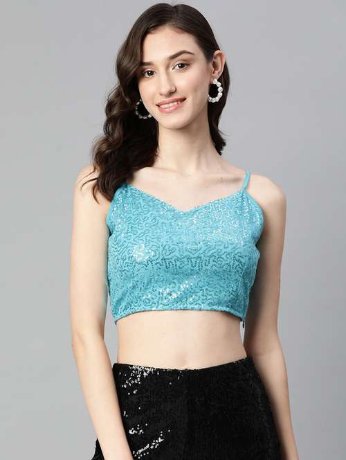 women's crop shoulder strap top - 19778630 - Very Small Image - 1