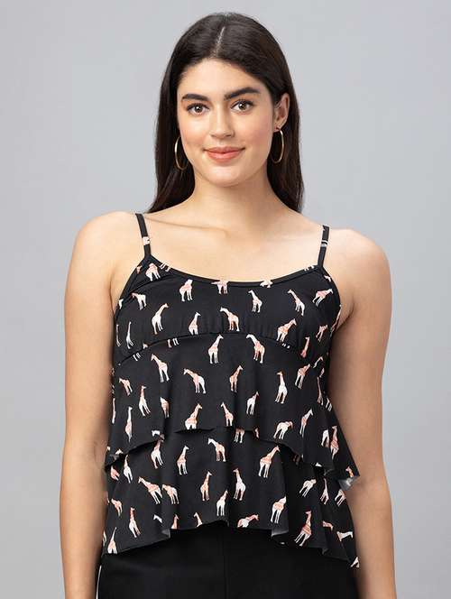 women black polyester layered top - 19783715 - Very Small Image - 1