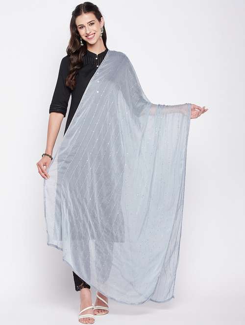 grey poly chiffon dupatta - 19795992 - Very Small Image - 1
