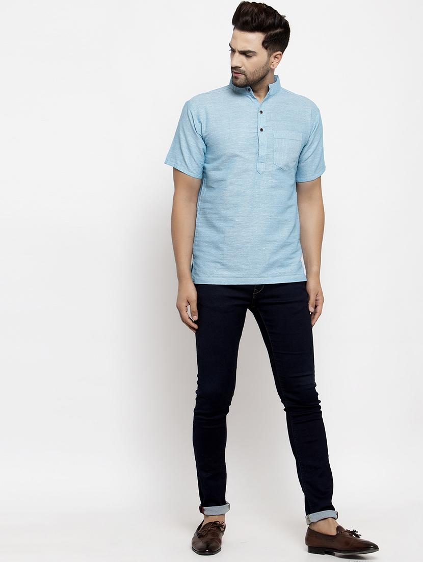 mandarin neck solid short kurta - 19814500 - Standard Image - 3